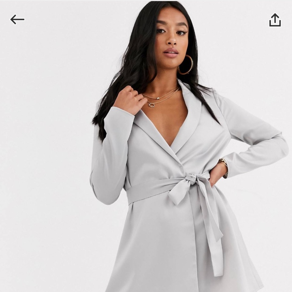 ASOS petite satin tux mini dress with self belt